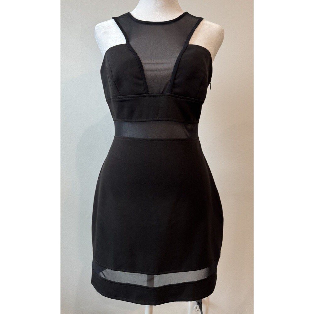 NWT NBD Remember Me little black Bodycon Cocktail Dress Cutouts Mesh Revolve SzS